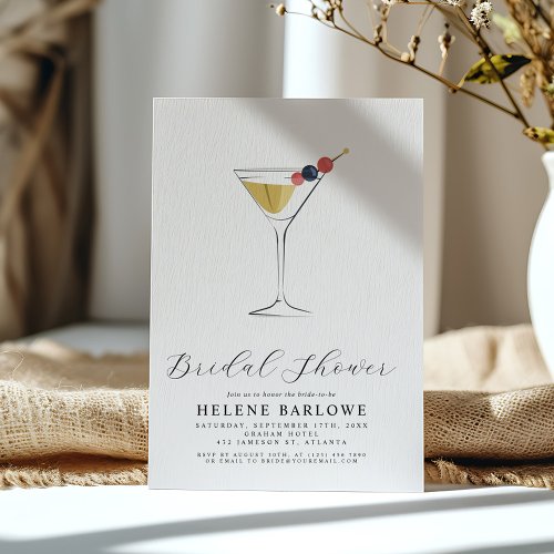 Martini Cocktail Modern Minimalist Bridal Shower Invitation