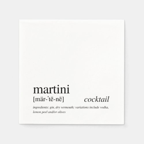 Martini Cocktail Modern Quote Black Typography Napkins