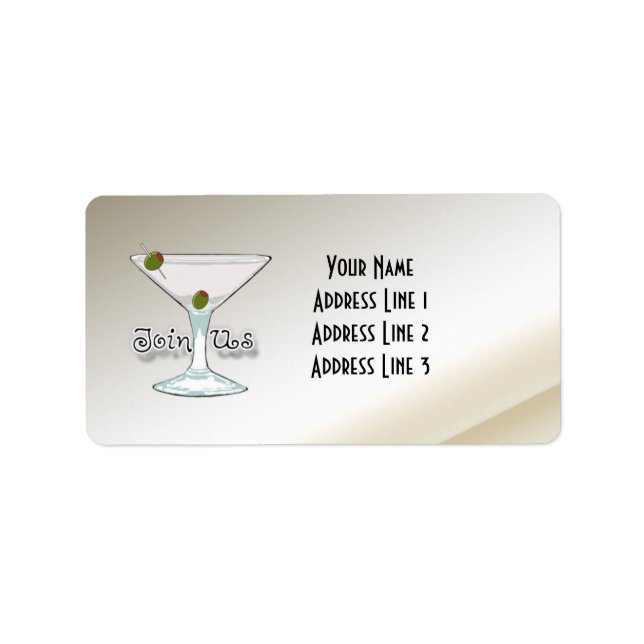 Martini Cocktail Party Invitation Address Labels (Front)