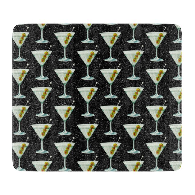 Martini Cocktail Pattern Cutting Board (Front)
