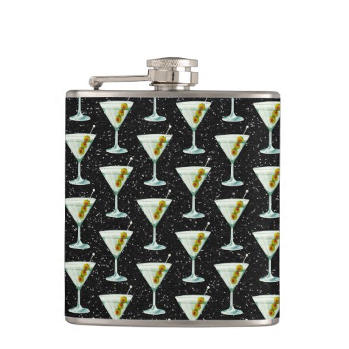 Martini Cocktail Pattern Flask