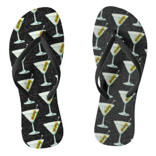 Martini Cocktail Pattern Flip Flops
