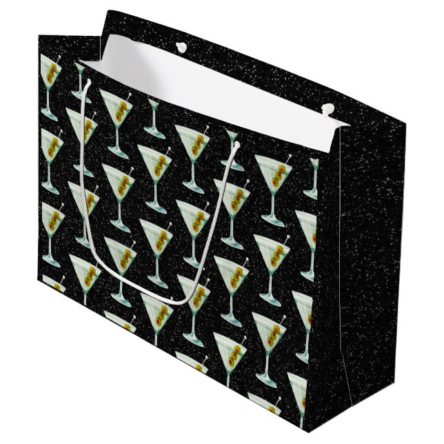 Martini Cocktail Pattern Large Gift Bag (Front Angled)