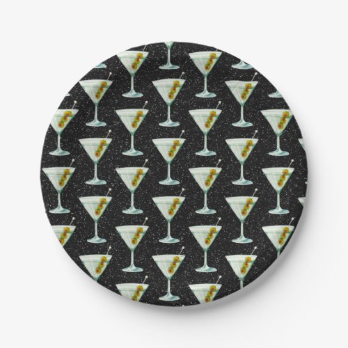 Martini Cocktail Pattern Paper Plates