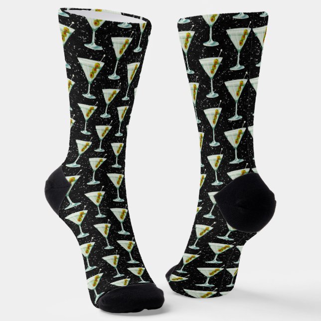 Martini Cocktail Pattern Socks (Angled)