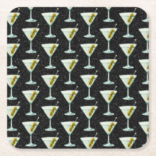 Martini Cocktail Pattern Square Paper Coaster