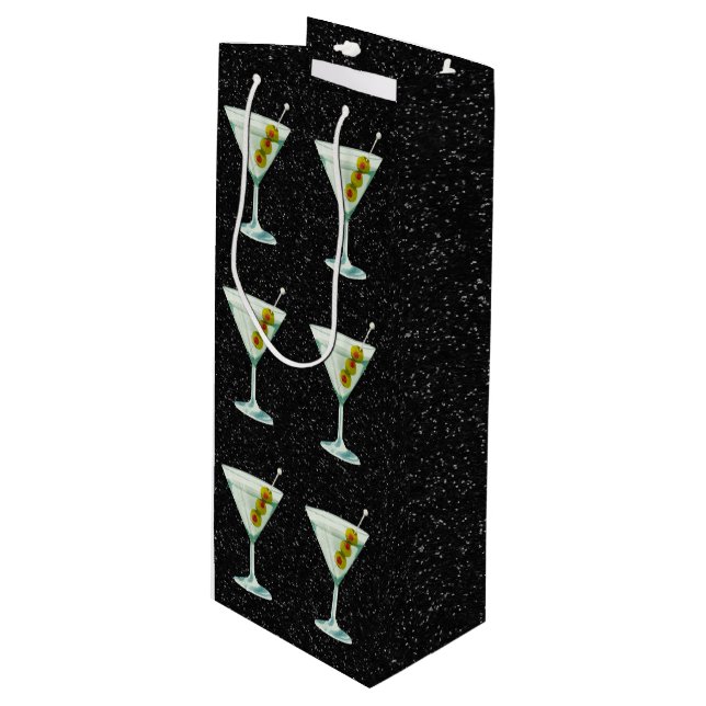 Martini Cocktail Pattern Wine Gift Bag (Front Angled)