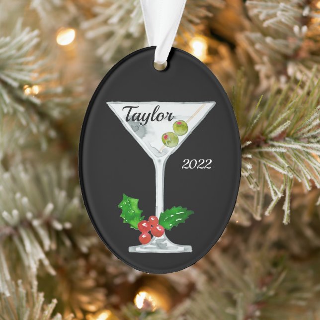 Martini Cocktail Personalized Ornament (Tree)