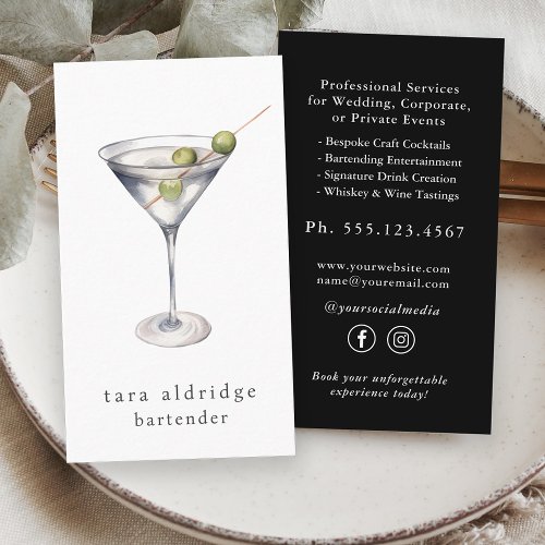 Martini Cocktail Professional Bartender Business Card