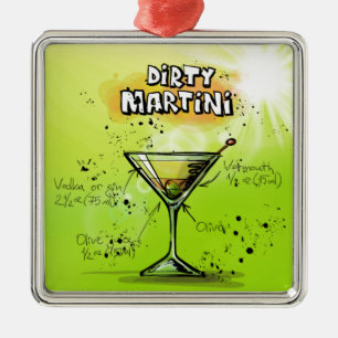 Martini Cocktail Recipe Metal Ornament