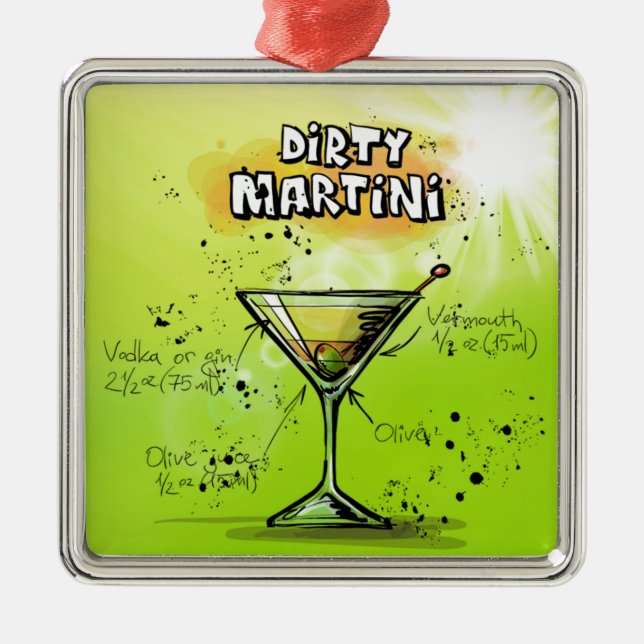 Martini Cocktail Recipe Metal Ornament (Front)