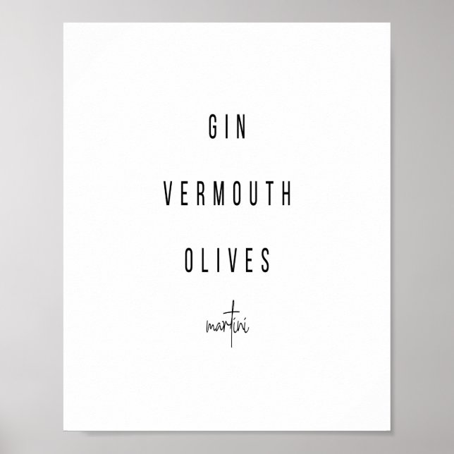 Martini Cocktail Recipe Poster (Front)