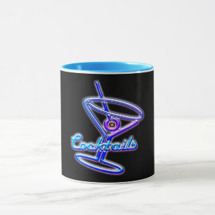 Martini cocktail retro neon sign vintage bar mug