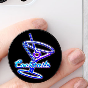 Martini cocktail retro neon sign vintage bar PopSocket