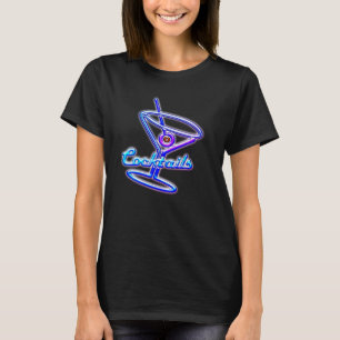 Martini cocktail retro neon sign vintage bar T-Shirt