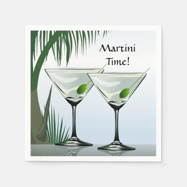 Martini Cocktail Tropical Beach Party Napkins (Front)