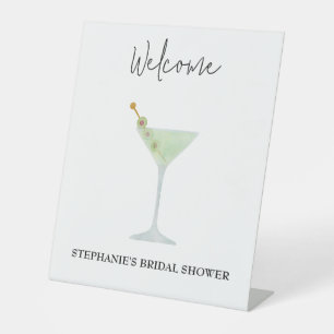 Martini Cocktail Wedding Bridal Shower Welcome Pedestal Sign