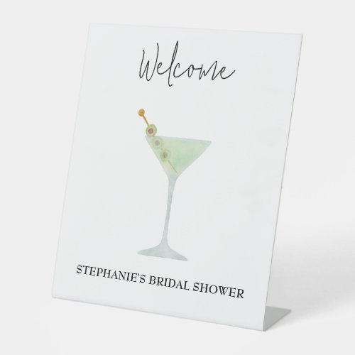 Martini Cocktail Wedding Bridal Shower Welcome Pedestal Sign