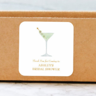 Martini Cocktail Wedding Favor Bridal Shower  Square Sticker