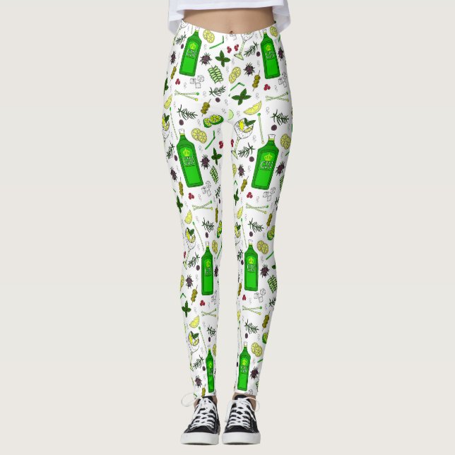 Martini Cocktails Gin and Tonic Drinks Mixologist Leggings (Front)