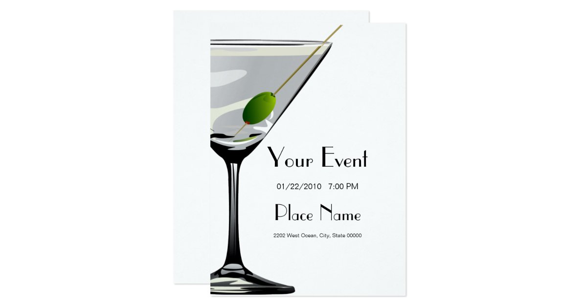 Martini Cocktails Invitation Template | Zazzle