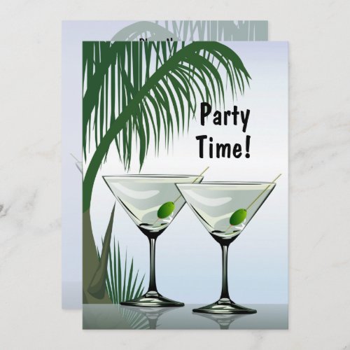 Martini Cocktails Party Tropical Invitation