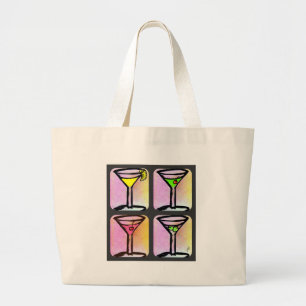 MARTINI COLLAGE PRINT, Lemon Drop, Appletini, Cosm Large Tote Bag