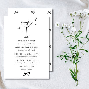 Martini Coquette Bow Bridal Shower Invitation