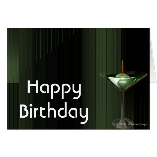 Martini Custom Happy Birthday Greeting Card (Front Horizontal)