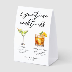 Martini Dark & Stormy Wedding Cocktails Menu Paper Table Tent