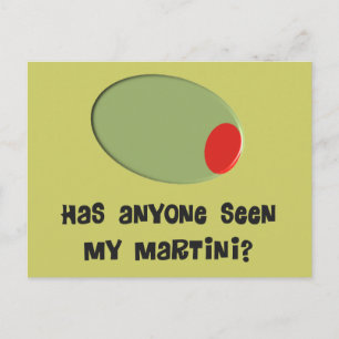 Martini Drinkers T-Shirts and Gifts Olive Design Postcard