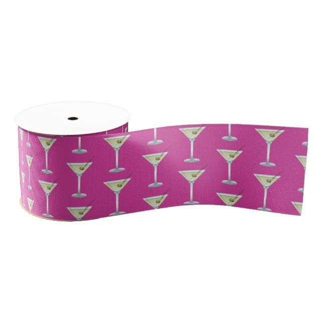 Martini Drinks On Pink Grosgrain Ribbon (Spool)