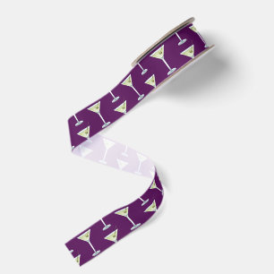 Martini Drinks on Purple Background Grosgrain Ribbon