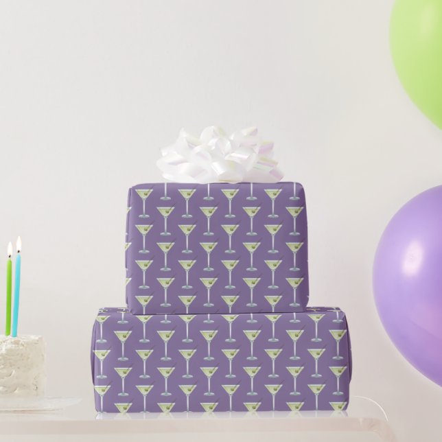 Martini Drinks On Purple Wrapping Paper (Party Gifts)