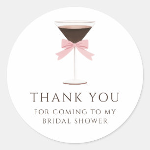 Martini Espresso Bow Bridal Shower Thank you Classic Round Sticker