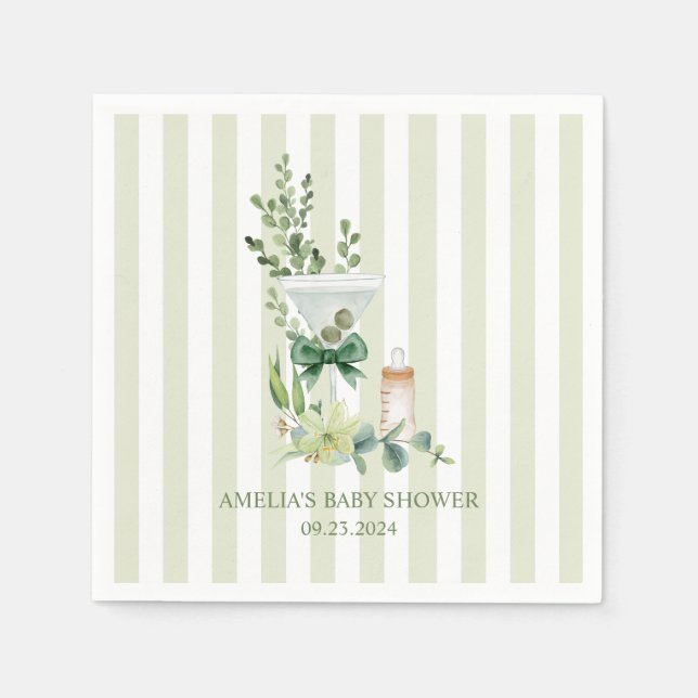 Martini Espresso green gender neutral baby shower Napkins (Front)
