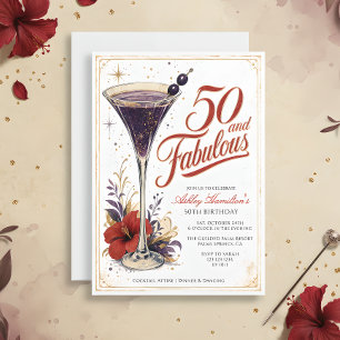 Martini Fifty & Fabulous 50th Birthday Invitation