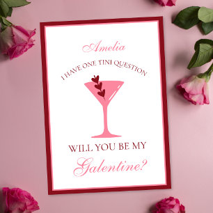 Martini Galentine's Day Aesthetic Red and Pink  Card