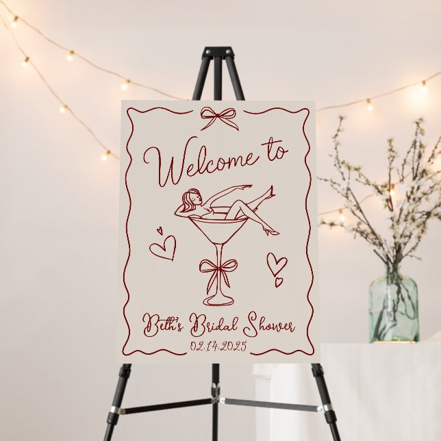Martini Girl Bridal Shower Welcome Sign 18x24 (In Situ (Stand))
