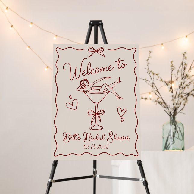 Martini Girl Bridal Shower Welcome Sign 18x24 (In Situ (Stand))