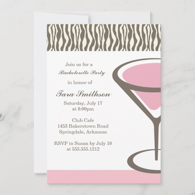 {martini}  girls night out invitation (Front)