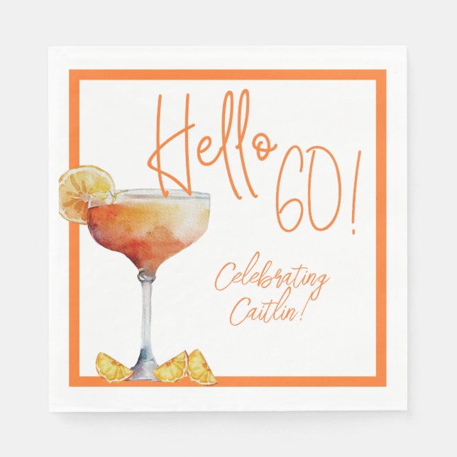 Martini Glass 60th Birthday Paper Napkin (Front)