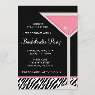 Martini Glass and Diamond Ring Bachelorette Party Invitation