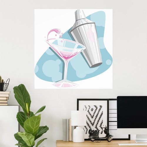 Martini Glass And Shaker Poster