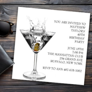 Martini Glass Birthday Party Invitation