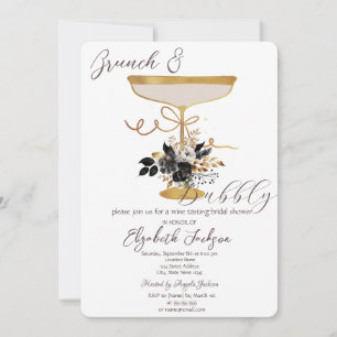 Martini Glass Black Roses Brunch & Bubbly Invitation