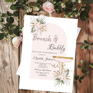 Martini Glass Boho Flowers Brunch & Bubbly Invitation