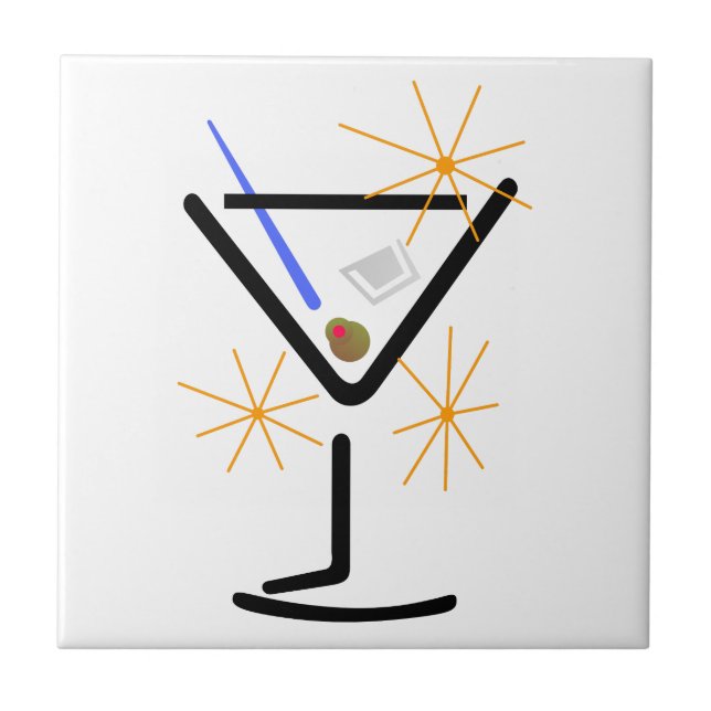 Martini Glass Ceramic Tile (Front)