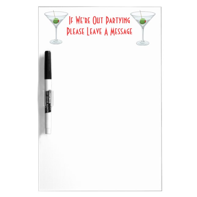 Martini Glass Cocktail Dorm Room Door Memo Dry Erase Board (Front)