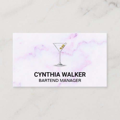 Martini Glass  Colorful Marble Business Card